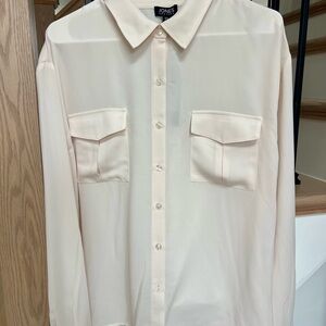 Jones New York Satin‑Look Long Sleeve Shirt – XL – New With Tags